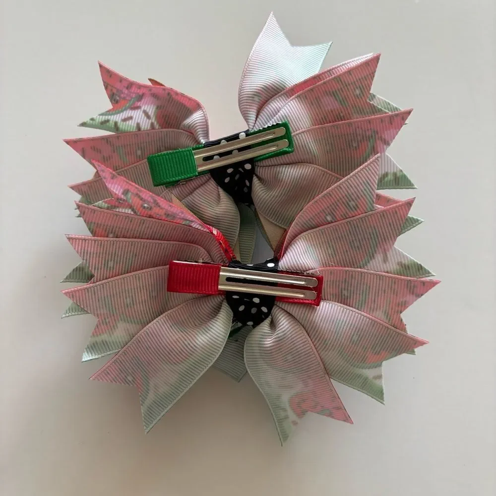 Christmas Hair Bows‎ Barrettes Clips NEW SET OF 2